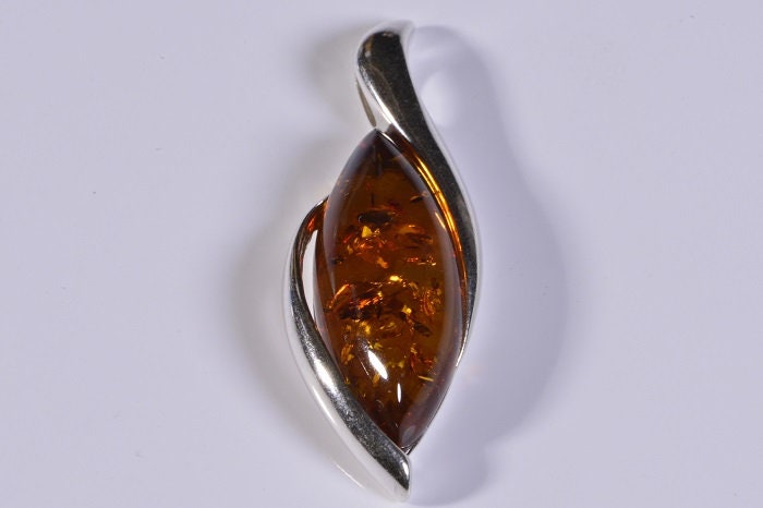 Baltic Amber Sterling Silver Pendant: Honey Gemstone Jewelry