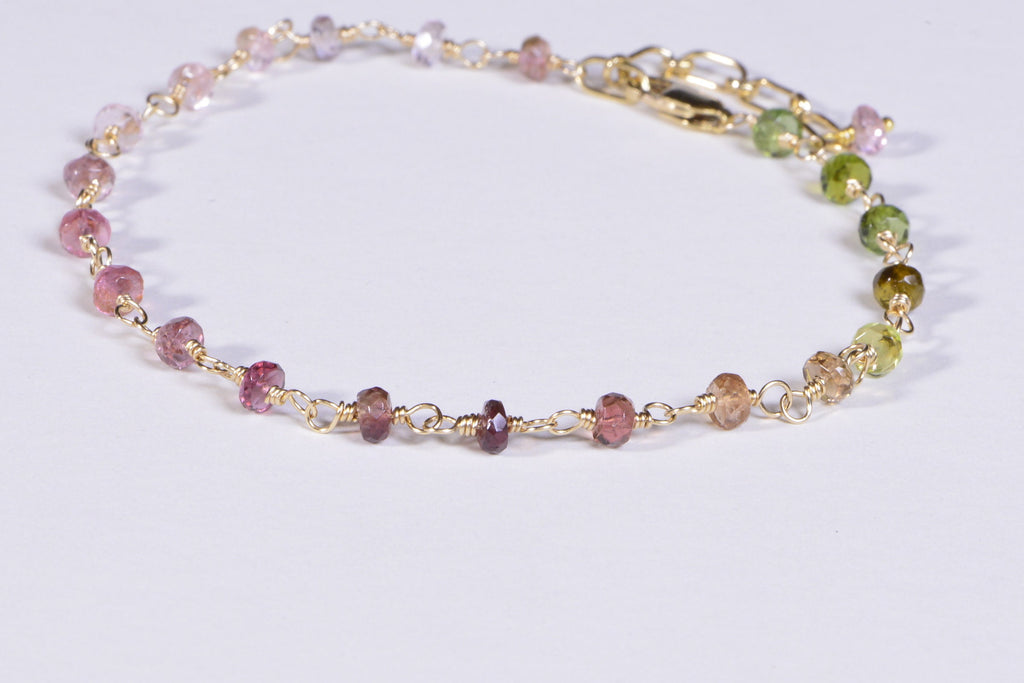 special order reserved -Genuine Tourmaline Bracelet 14K Gold Filled Gemstone Jewelry stacked bracelet