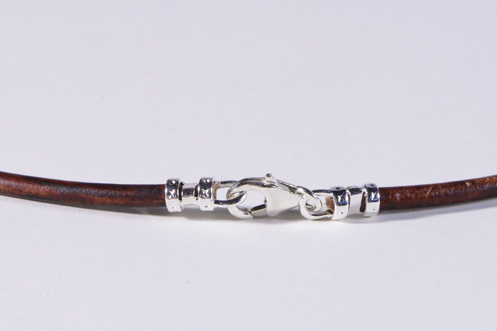Larimar Gemstone Necklace: Single Bead on Leather Cord