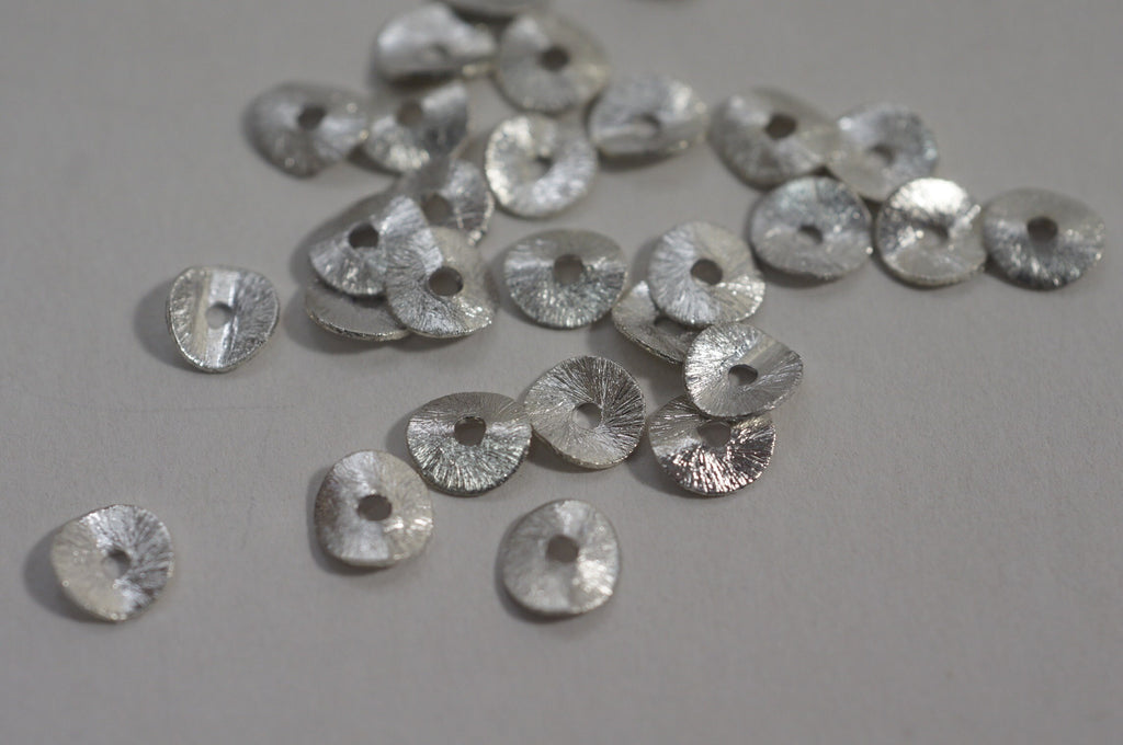 Sterling Silver Filled Coin Spacer Beads - 6mm Flat Wavy Beads