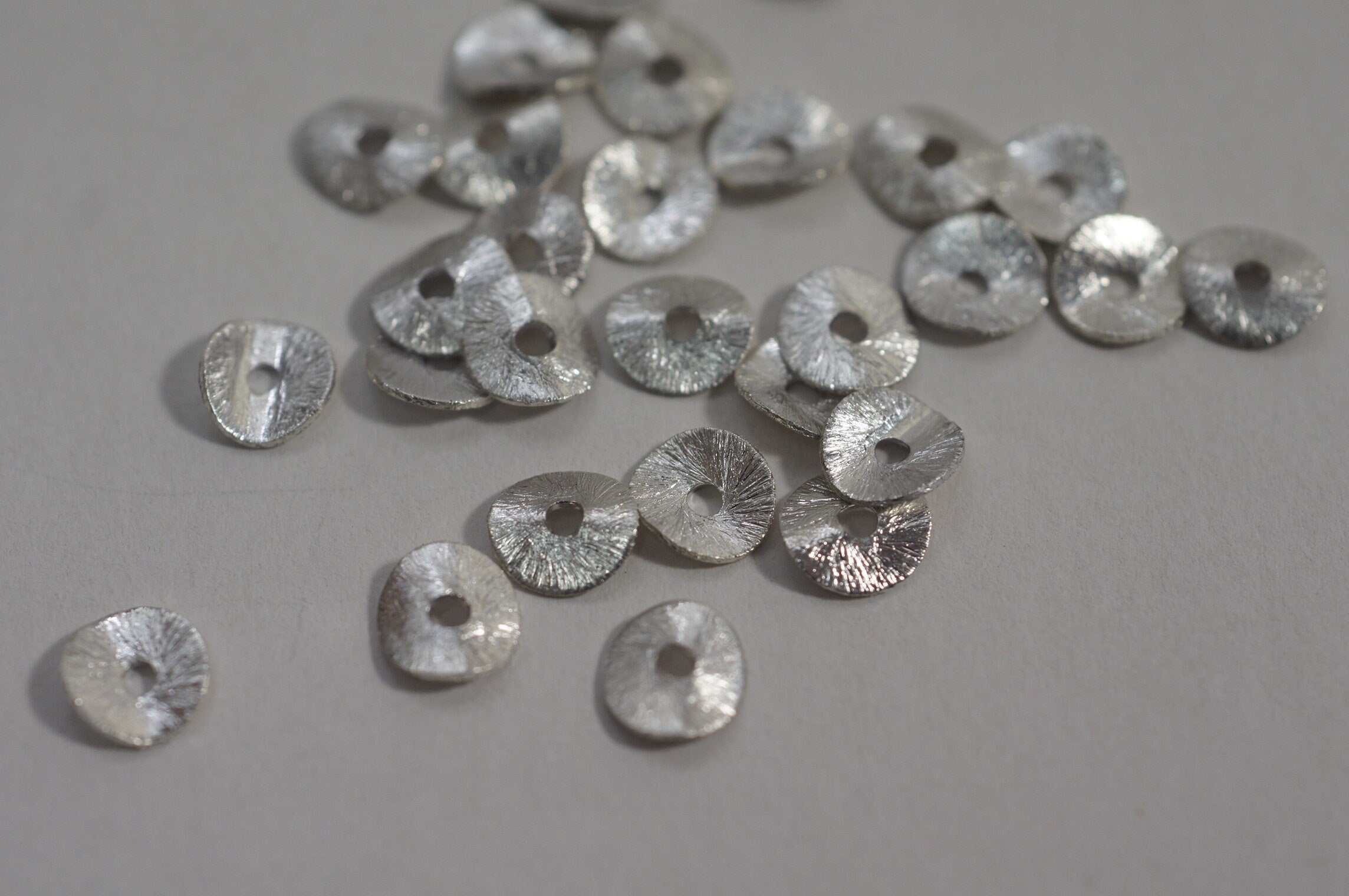 Sterling Silver Filled Coin Spacer Beads - 6mm Flat Wavy Beads