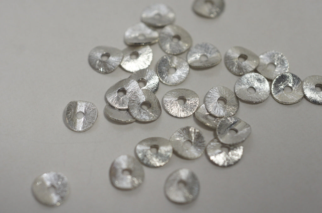 Sterling Silver Filled Coin Spacer Beads - 6mm Flat Wavy Beads