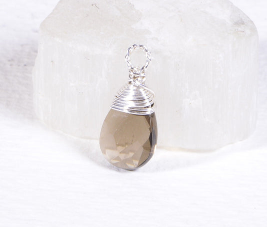 Wire Wrapped Smoky Quartz Briolette Wired Beads Jewelry Making Supply