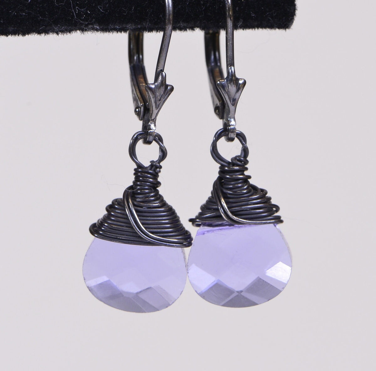Sterling Silver Tanzanite Earrings: Purple Crystal Teardrop Jewelry