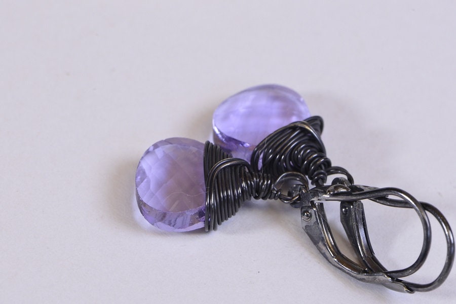 Sterling Silver Tanzanite Earrings: Purple Crystal Teardrop Jewelry