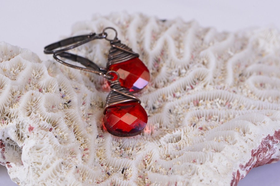 Sterling Silver Tanzanite Earrings: Purple Crystal Teardrop Jewelry