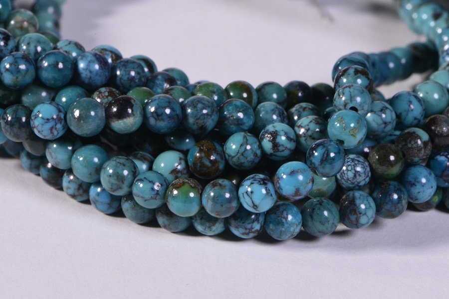 Natural Turquoise Beads Round Smooth Loose Gemstone Beads Jewelry Making Supplies