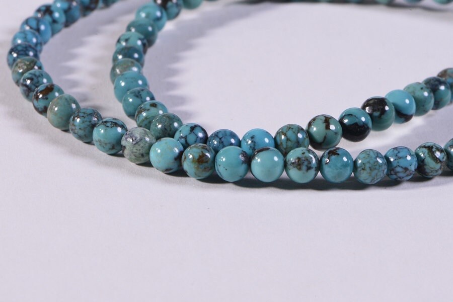 Natural Turquoise Beads Round Smooth Loose Gemstone Beads Jewelry Making Supplies
