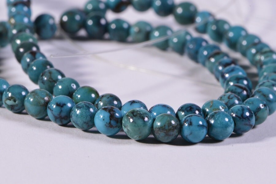 Natural Turquoise Beads Round Smooth Loose Gemstone Beads Jewelry Making Supplies