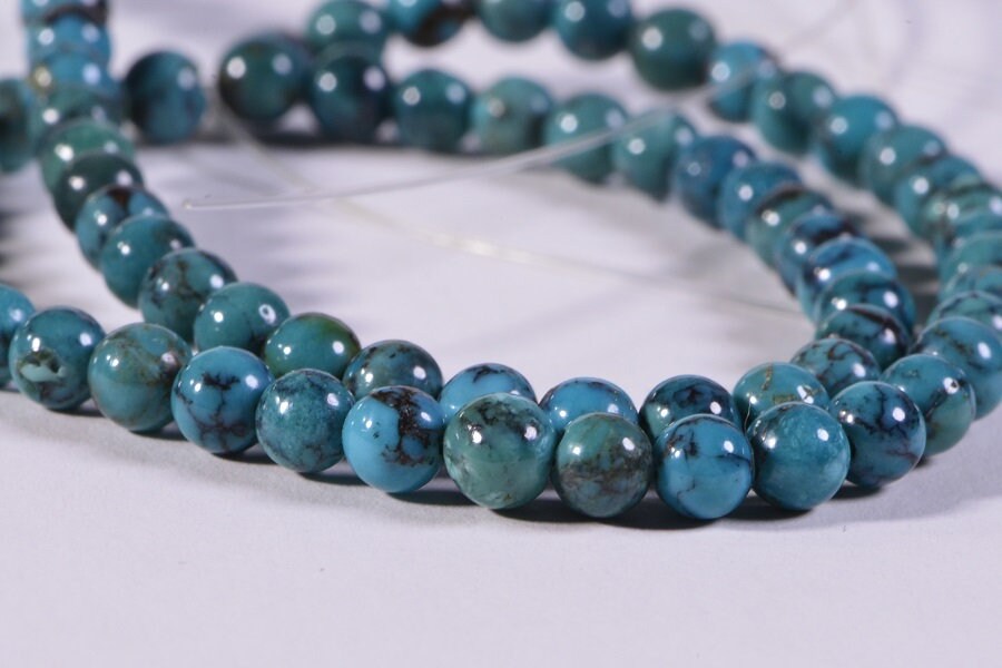 Natural Turquoise Beads Round Smooth Loose Gemstone Beads Jewelry Making Supplies