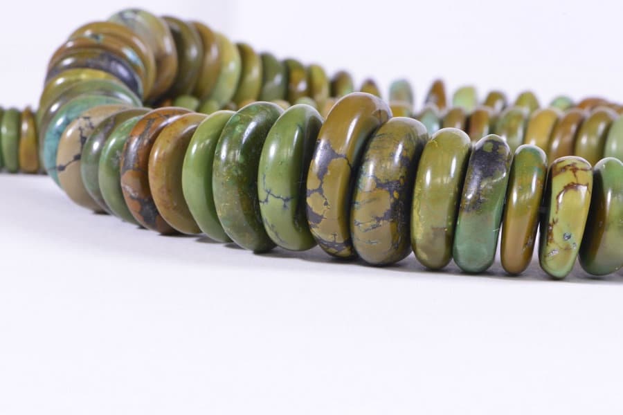 Natural Hubei Green Turquoise Rondelle Beads: Gemstone Disc Strand