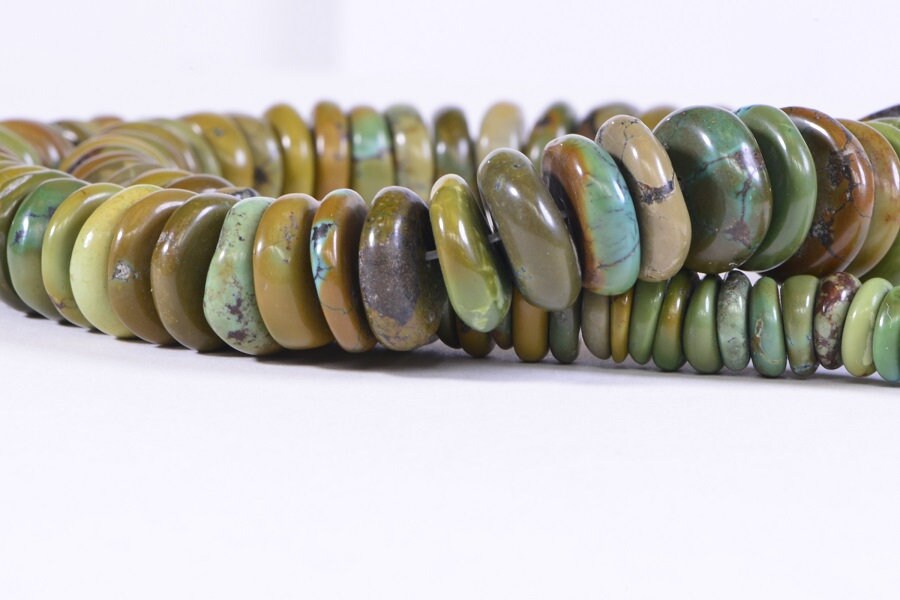 Natural Hubei Green Turquoise Rondelle Beads: Gemstone Disc Strand