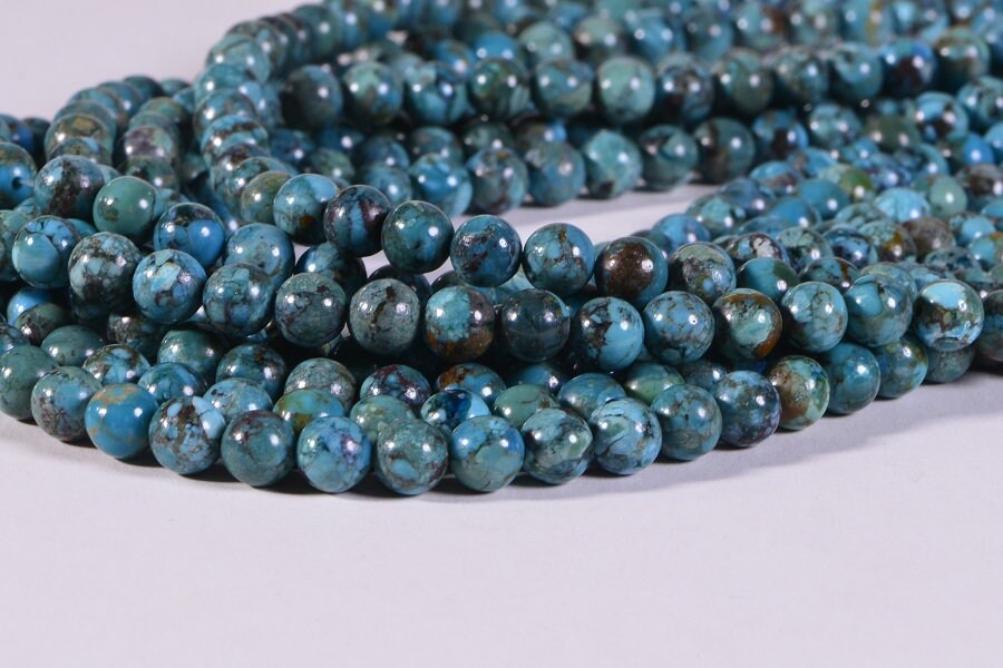 6mm Chinese Turquoise Beads: Round Gemstone Strand (7" Strand)