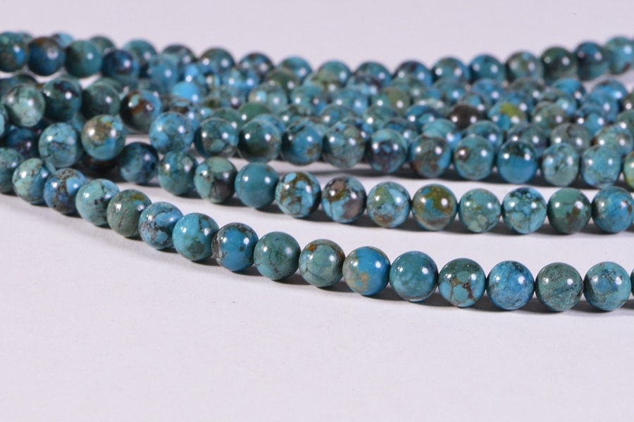 6mm Chinese Turquoise Beads: Round Gemstone Strand (7" Strand)