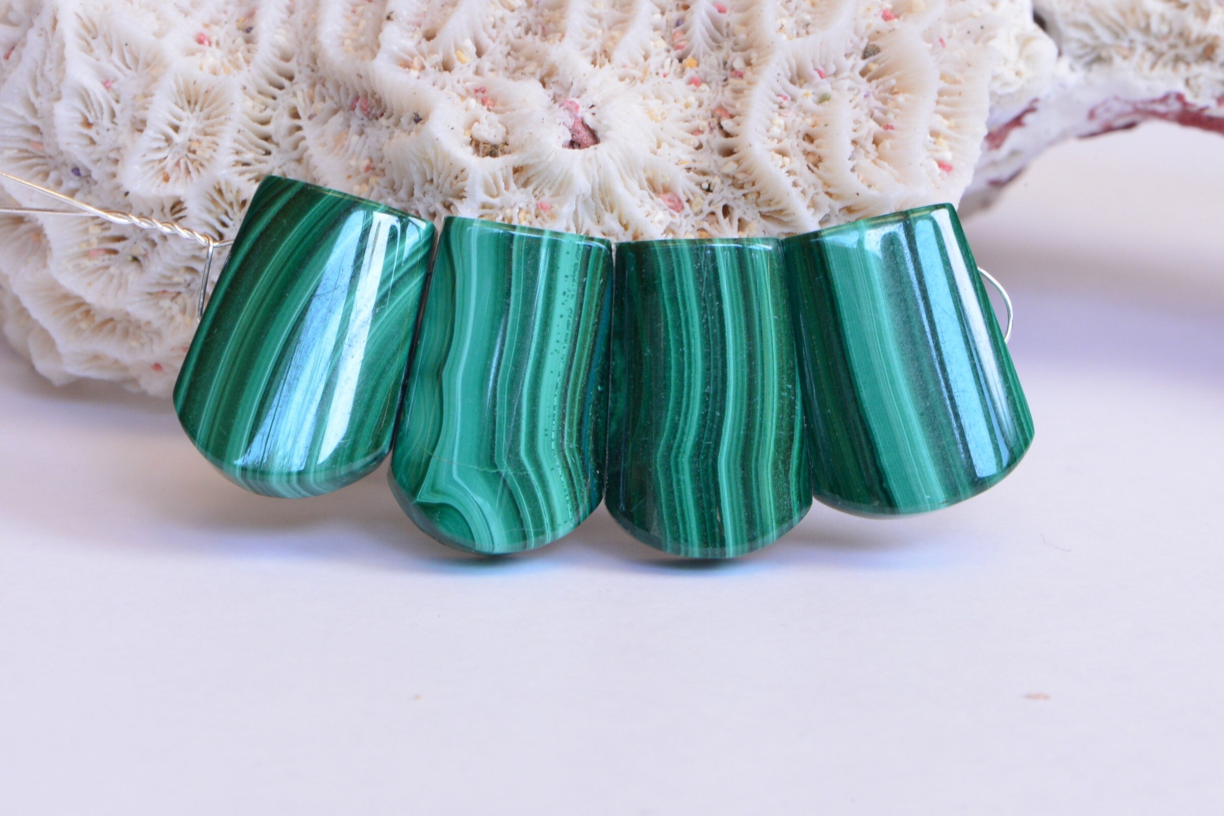Trapezoid Malachite Beads: Natural Gemstone Jewelry Making Supplies
