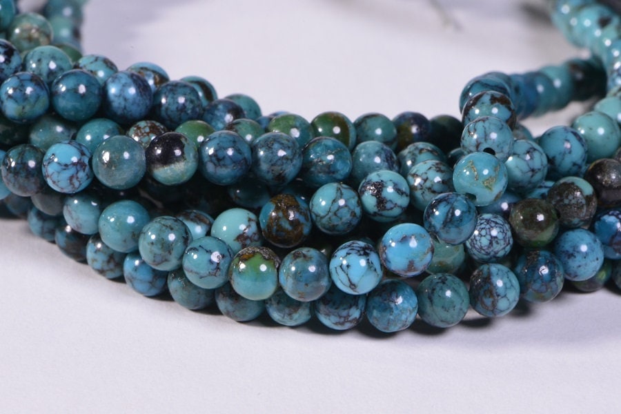 Natural Turquoise Beads Round Smooth Loose Gemstone Beads Jewelry Making Supplies