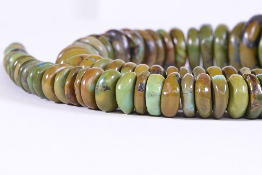 Natural Hubei Green Turquoise Rondelle Beads: Gemstone Disc Strand