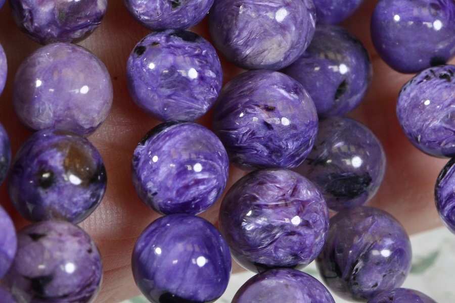 10mm Russian Charoite Round Beads Natural Gemstone Beads Jewelry Making Supplies