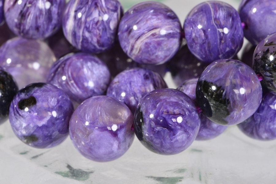 10mm Russian Charoite Round Beads Natural Gemstone Beads Jewelry Making Supplies
