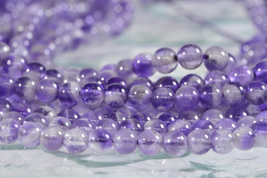 4mm Natural Light Amethyst Beads Round Smooth Full Strand Jewelry Making Supplies