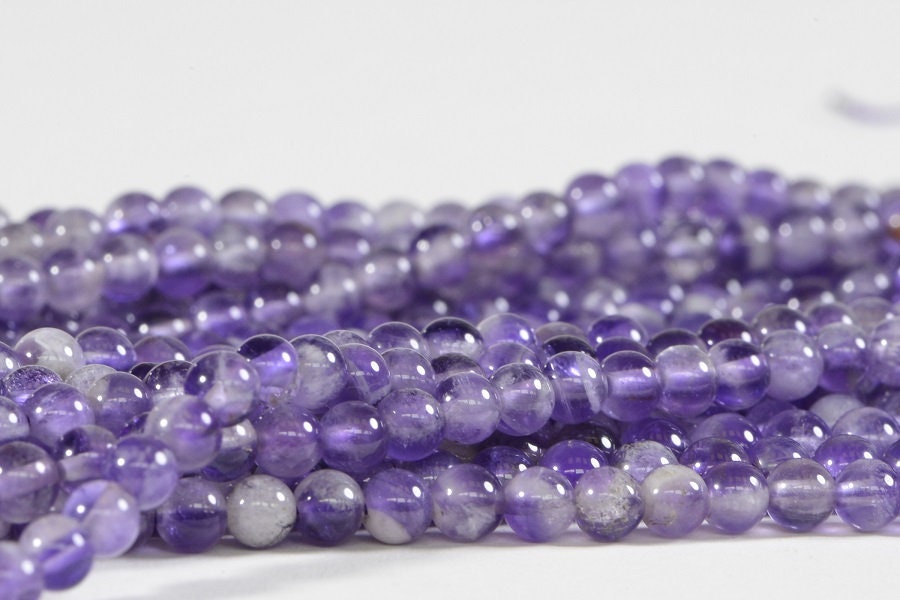 4mm Natural Light Amethyst Beads Round Smooth Full Strand Jewelry Making Supplies