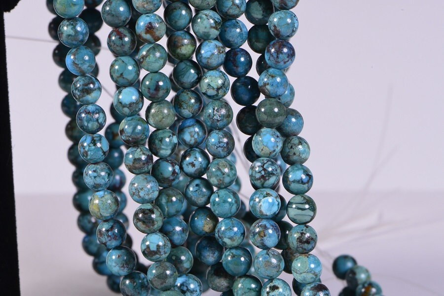 6mm Chinese Turquoise Beads: Round Gemstone Strand (7" Strand)