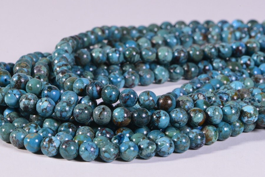 6mm Chinese Turquoise Beads: Round Gemstone Strand (7" Strand)