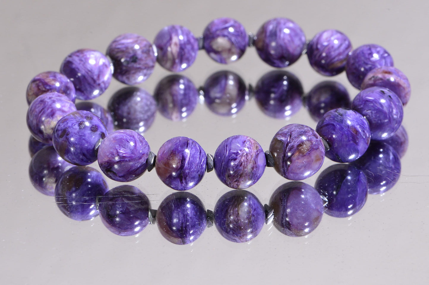 Russian Charoite Bracelet Stretch stacking  Gemstone Bracelets Yoga Gift healing stone bracelets Zen Bracelet
