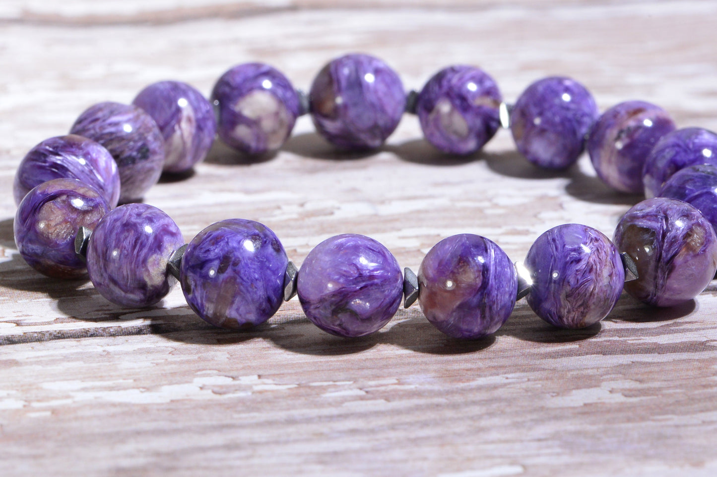 Russian Charoite Bracelet Stretch stacking  Gemstone Bracelets Yoga Gift healing stone bracelets Zen Bracelet