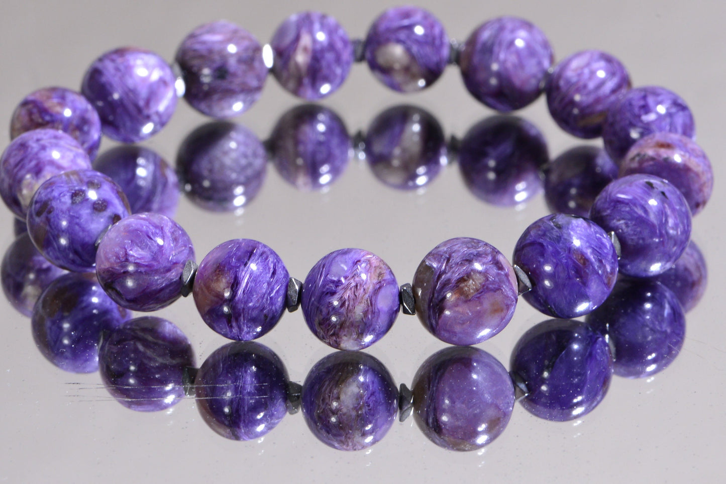 Russian Charoite Bracelet Stretch stacking  Gemstone Bracelets Yoga Gift healing stone bracelets Zen Bracelet