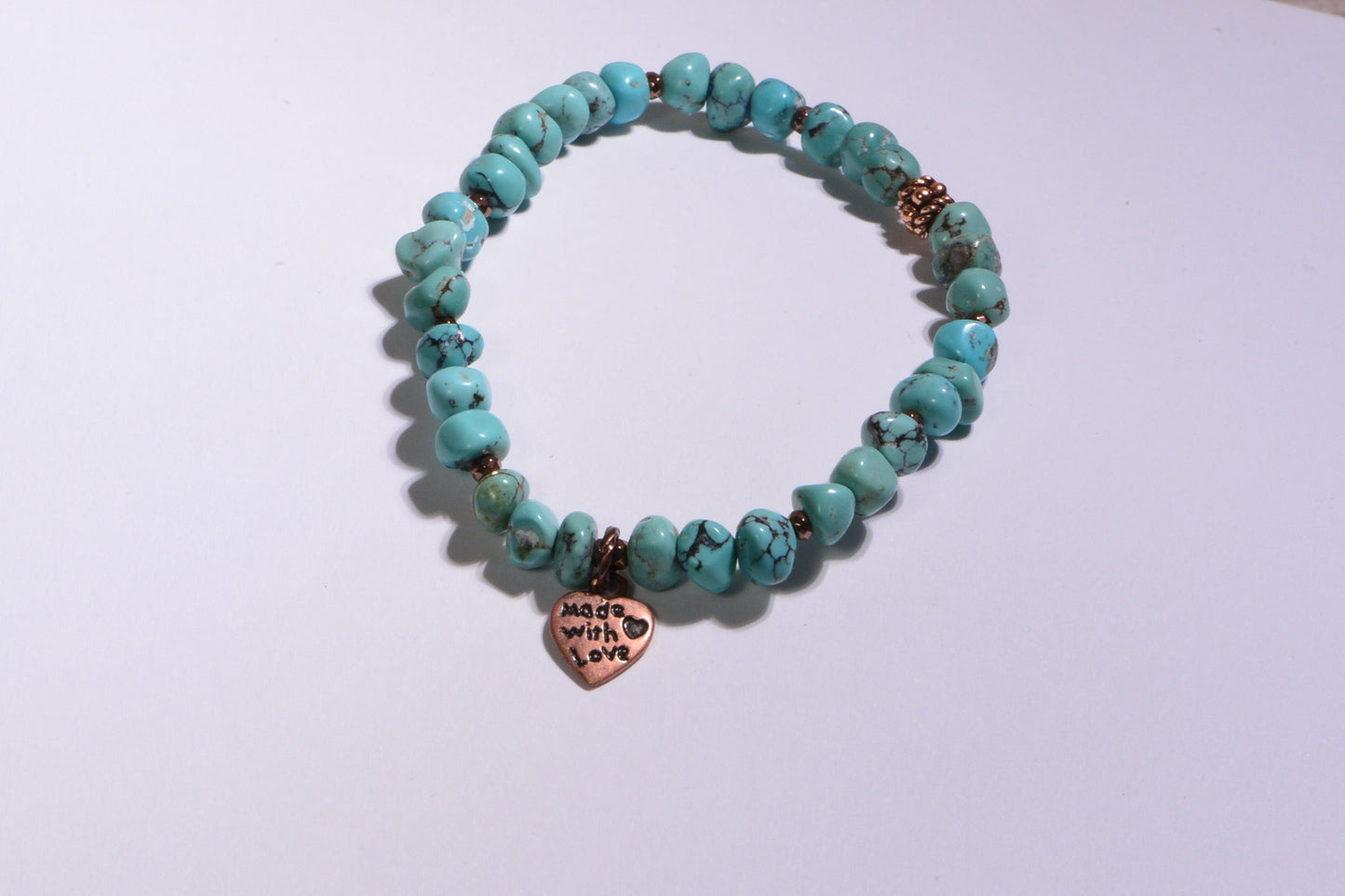 Arizona Turquoise Stretch Bracelet with Copper Heart Charm