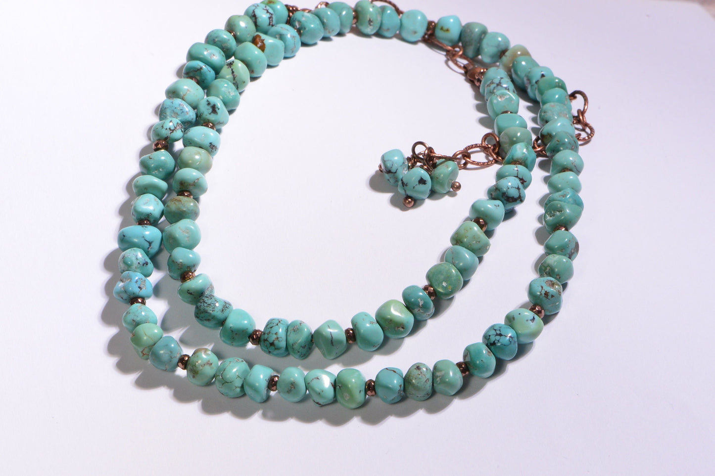 Arizona Turquoise Necklace, Copper Chain with Heart Clasp