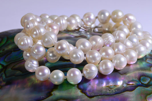 8mm Freshwater Pearl Necklace Knotted On Silk Classic Bridal Gift Ivory Pearl AA+