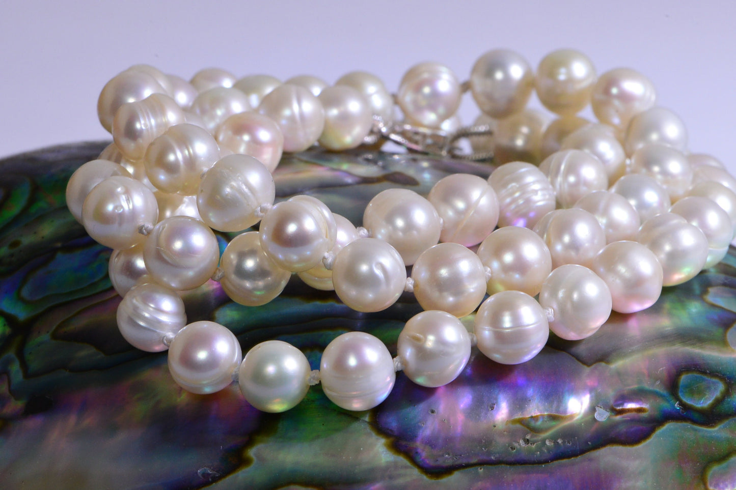 8mm Freshwater Pearl Necklace Knotted On Silk Classic Bridal Gift Ivory Pearl AA+