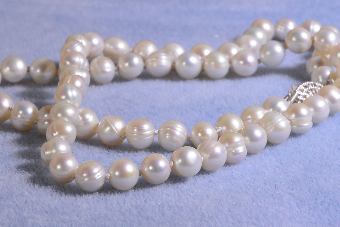 8mm Freshwater Pearl Necklace Knotted On Silk Classic Bridal Gift Ivory Pearl AA+