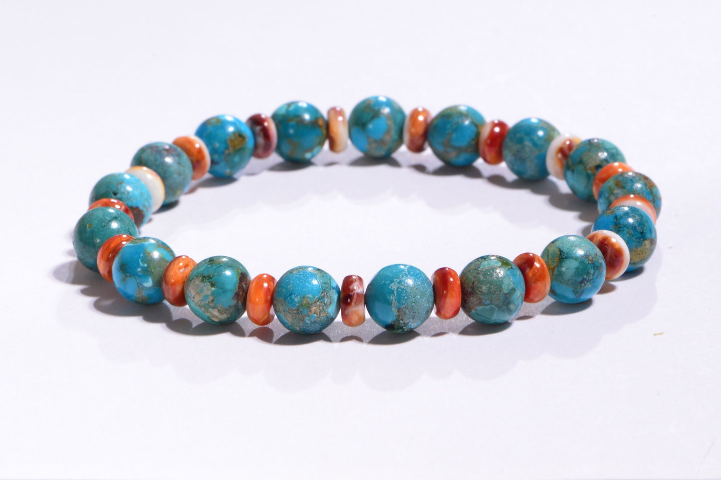 Genuine Turquoise Bracelet, Oyster Shell Healing Stone Bracelet