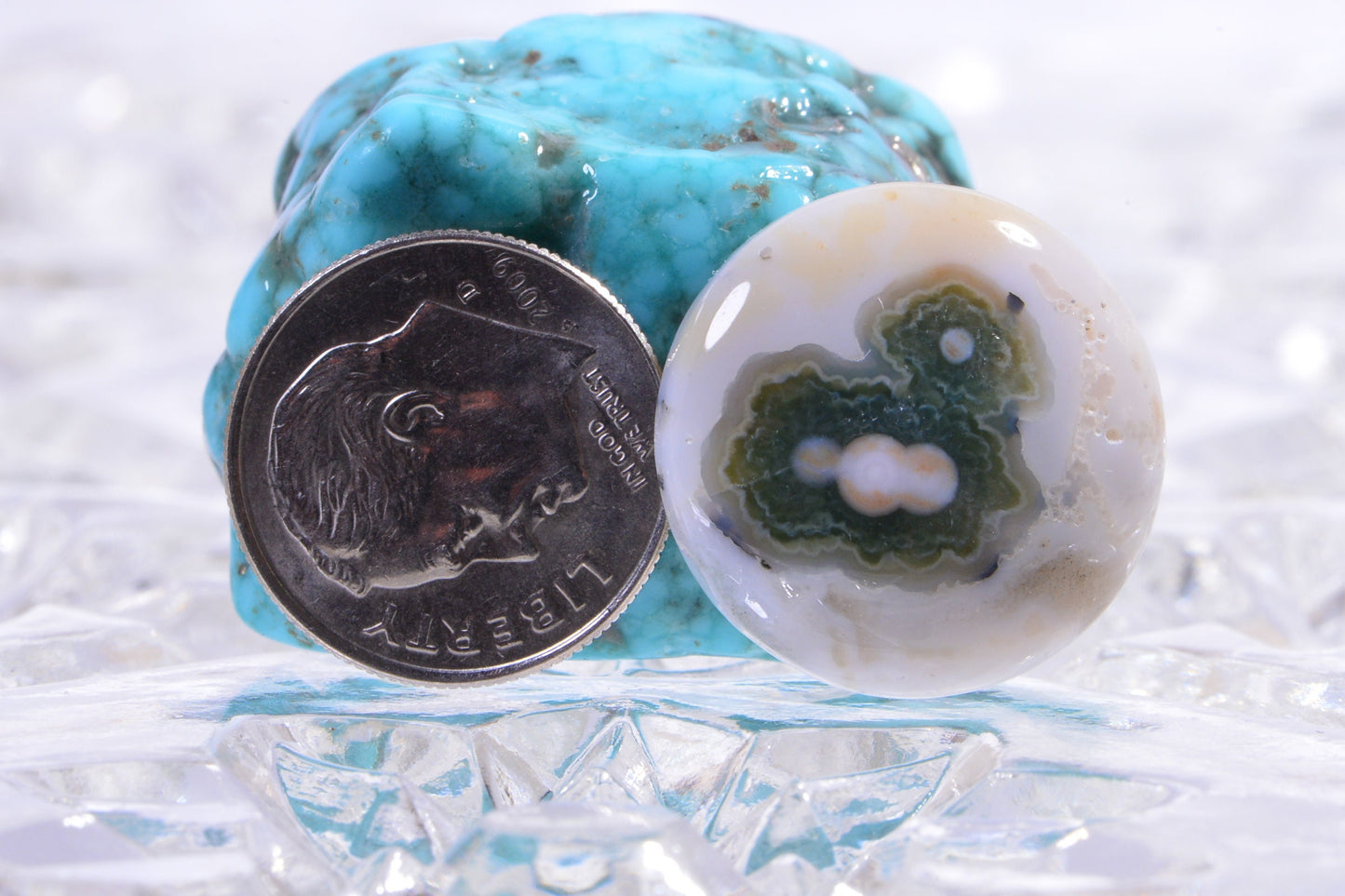 Ocean Jasper Cabochon: Red, Green, White Gemstone (20x5.6mm)