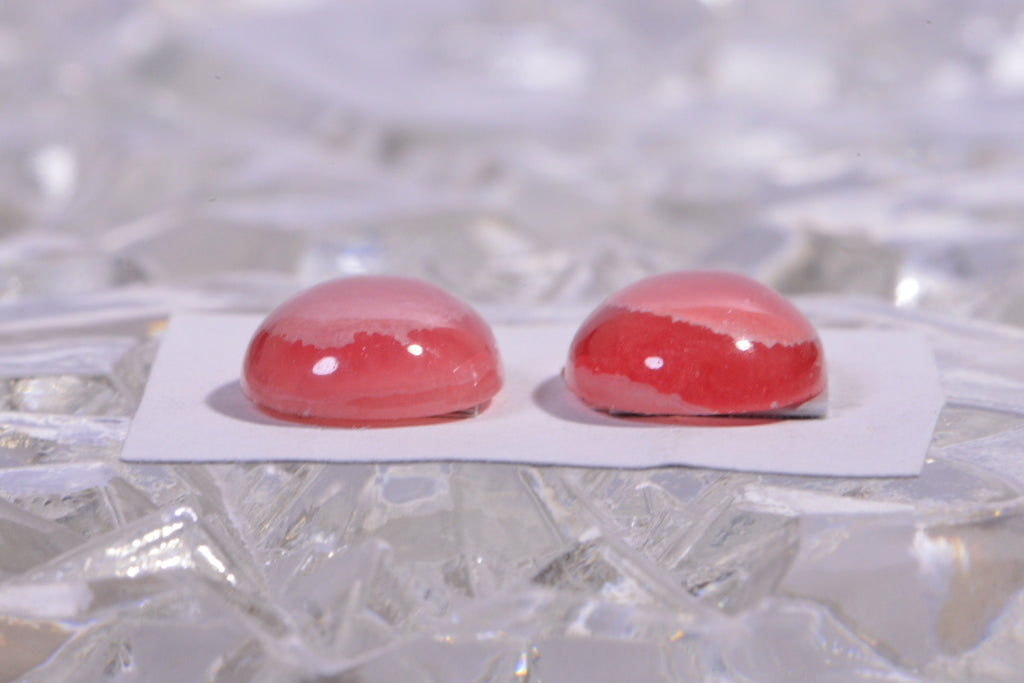 Rhodochrosite Cabochon oval Match pair Set for earrings Hand cut Cabochon.