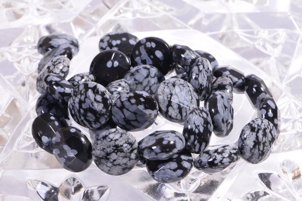 12mm Snowflake Obsidian Coins Beads Faceted Gemstone Beads Jewelry Making Supplies