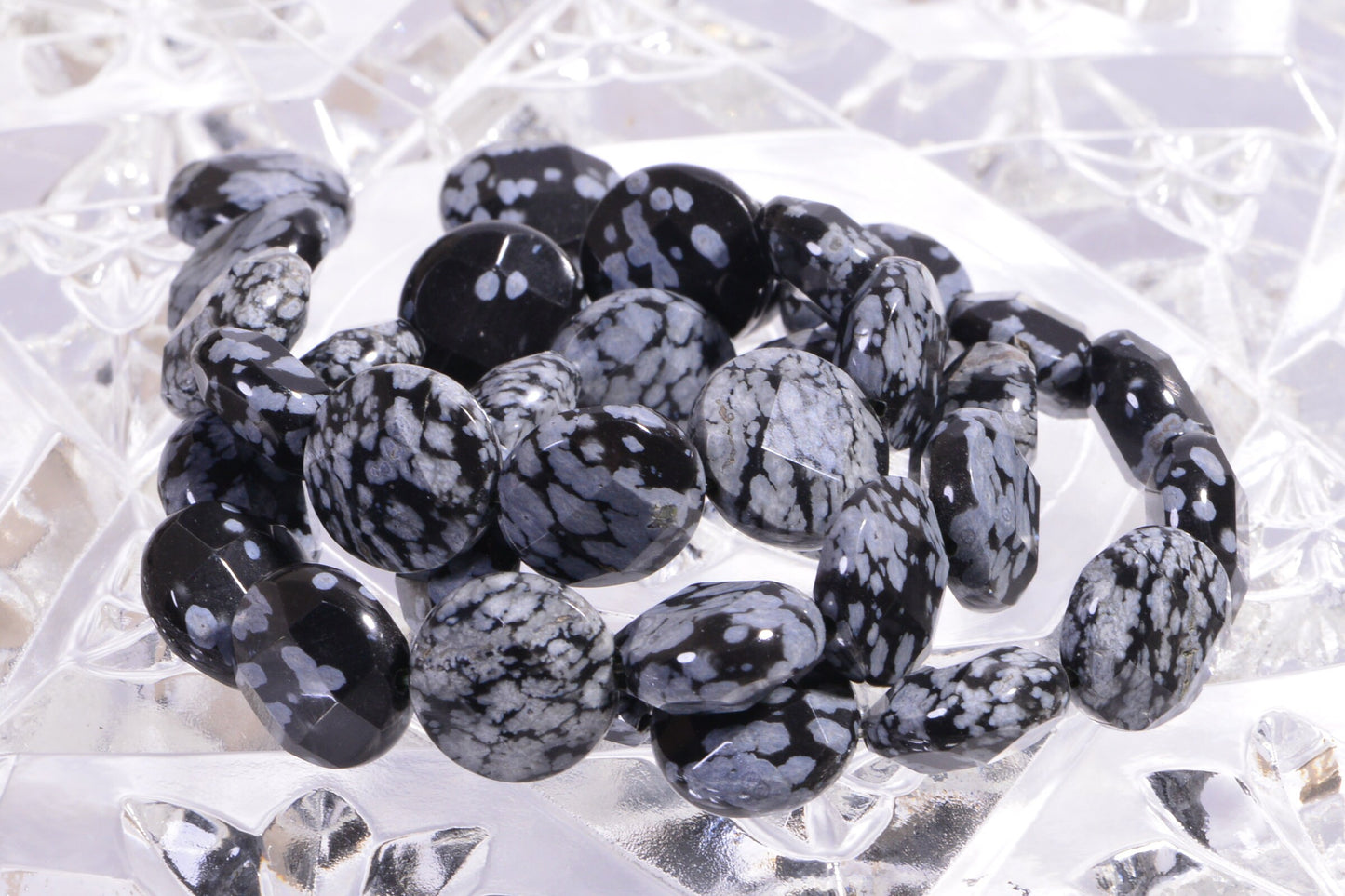 12mm Snowflake Obsidian Coins Beads Faceted Gemstone Beads Jewelry Making Supplies
