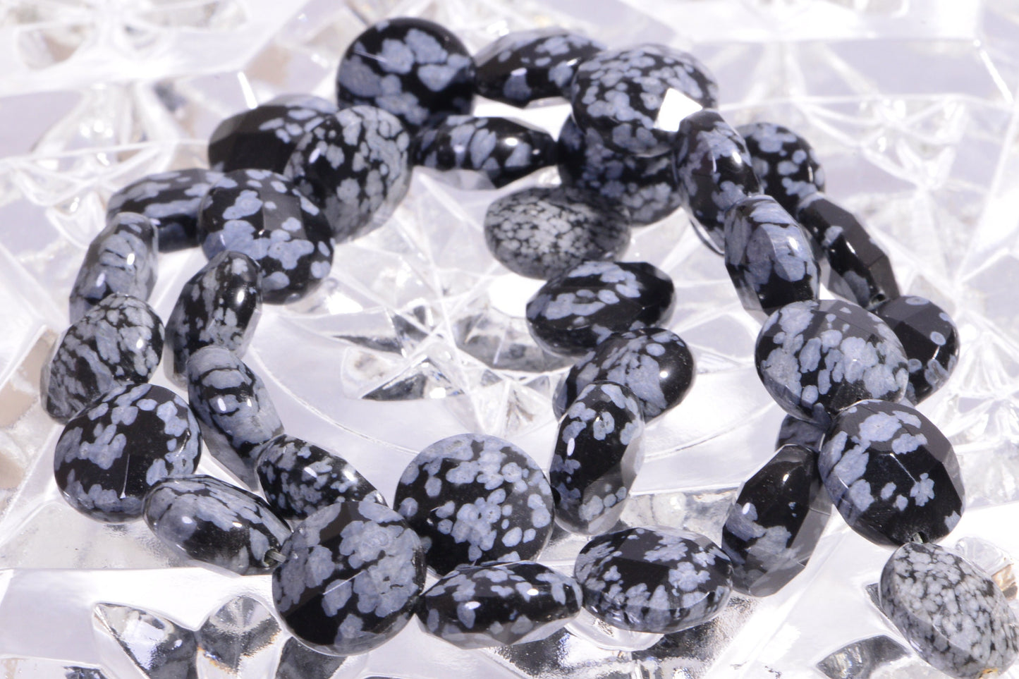 12mm Snowflake Obsidian Coins Beads Faceted Gemstone Beads Jewelry Making Supplies