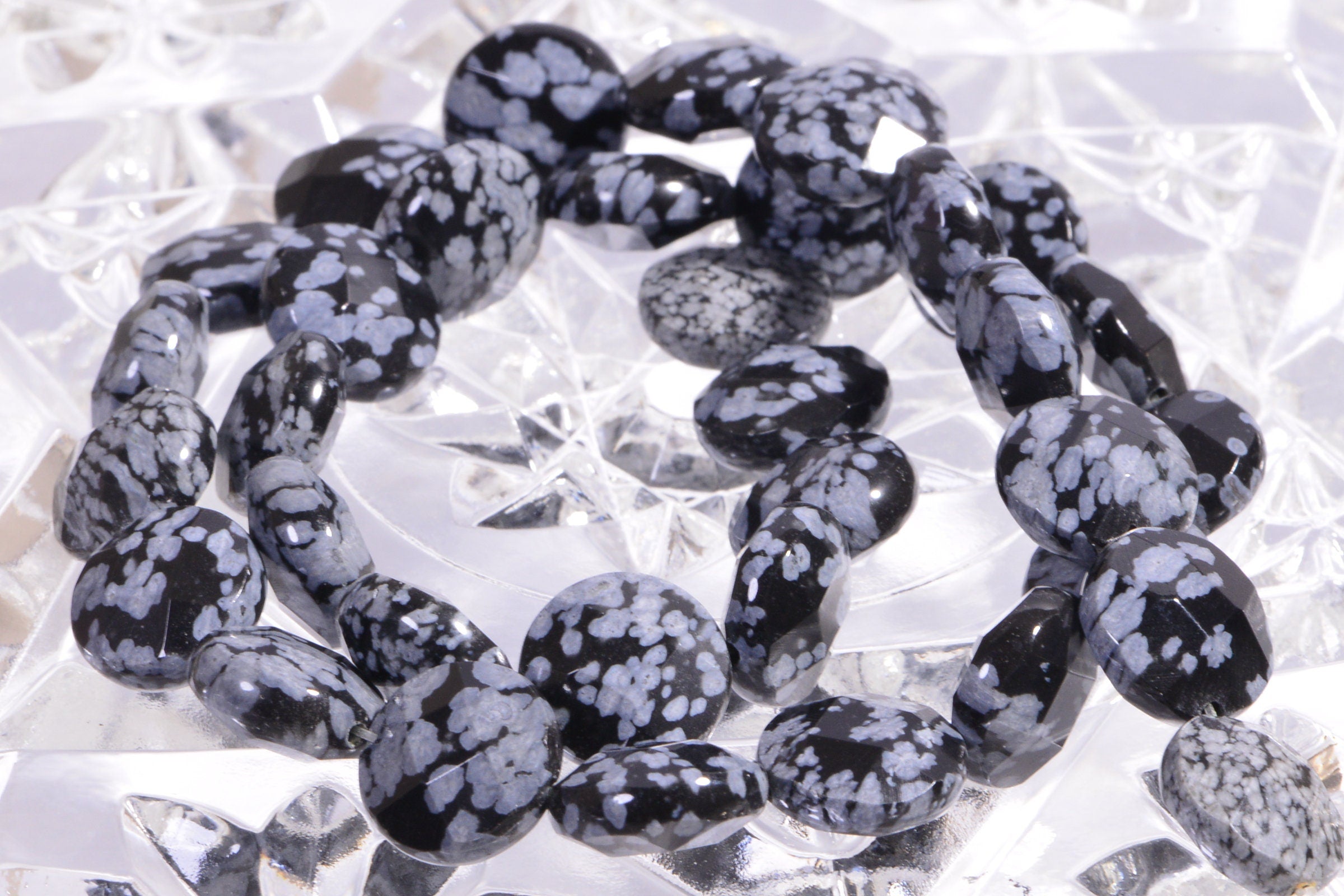 12mm Snowflake Obsidian Coins Beads Faceted Gemstone Beads Jewelry Making Supplies