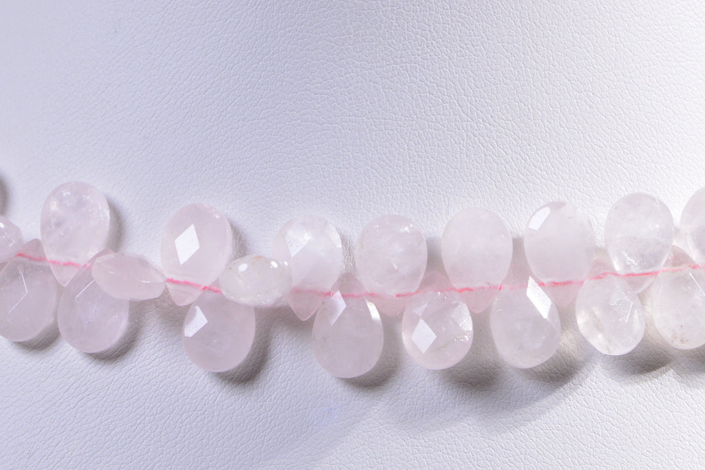 Faceted Rose Quartz Teardrop Beads: Natural Gemstone Jewelry Making (11mm, 2pcs)
