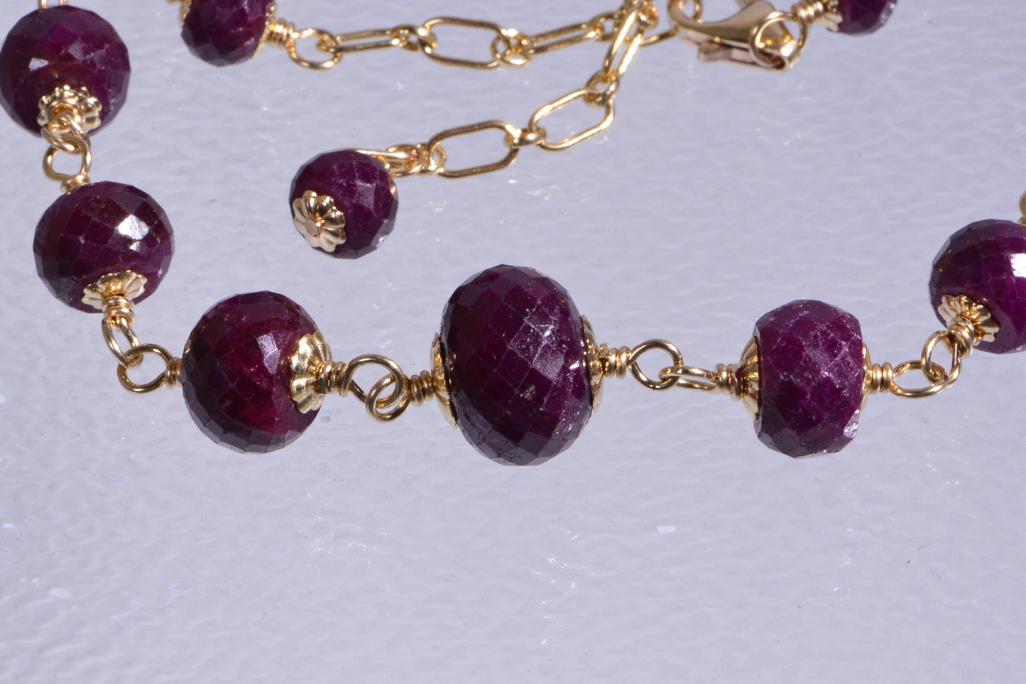 Genuine Ruby Necklace, 14K Gold Filled Wire Wrapped, June Birthstone