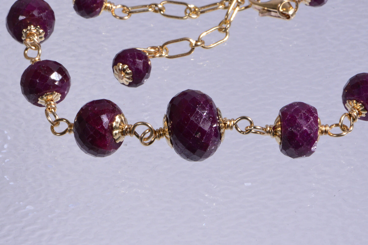 Genuine Ruby Necklace, 14K Gold Filled Wire Wrapped, June Birthstone