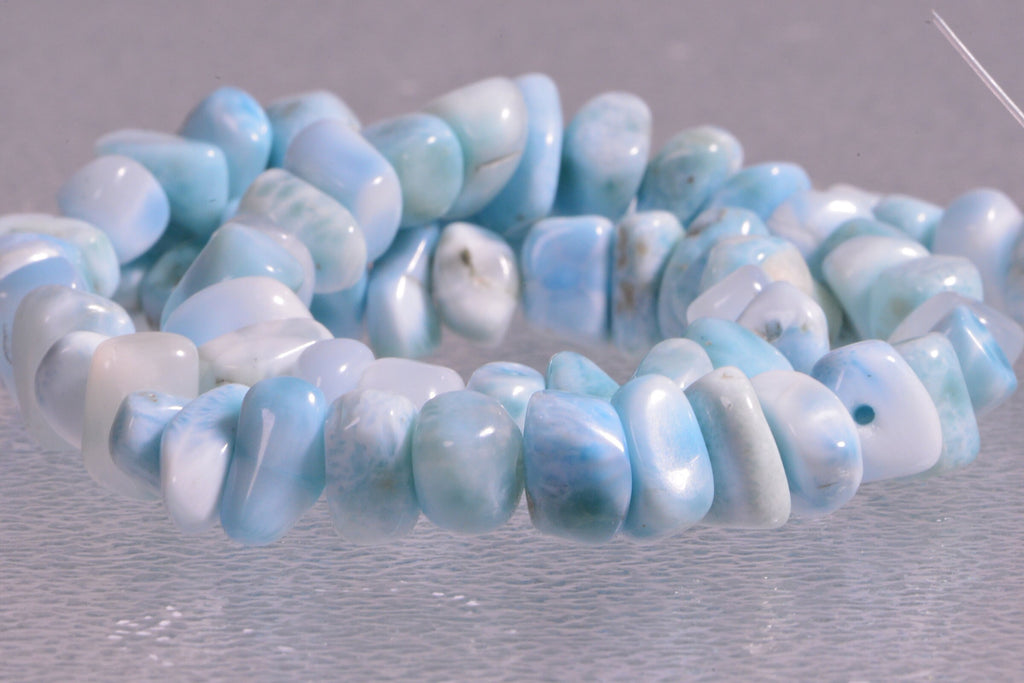 10mm Larimar Freeform Beads: Dominican AAA Gemstone Strand
