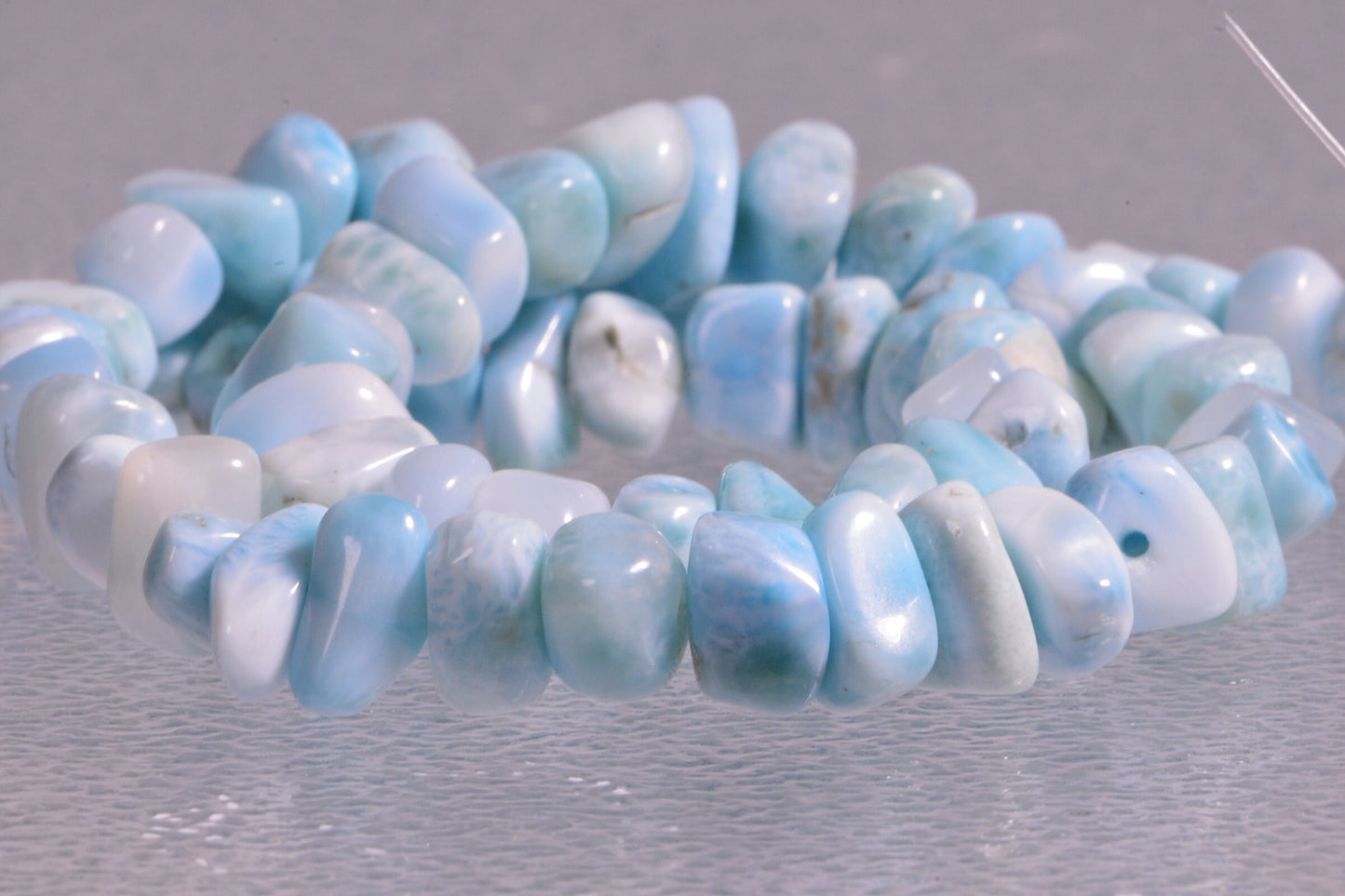 10mm Larimar Freeform Beads: Dominican AAA Gemstone Strand