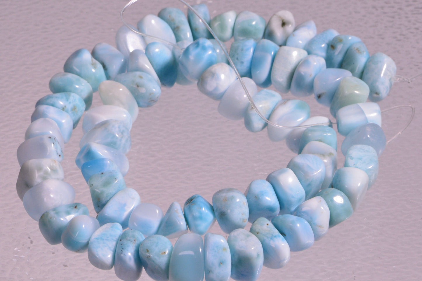 10mm Larimar Freeform Beads: Dominican AAA Gemstone Strand