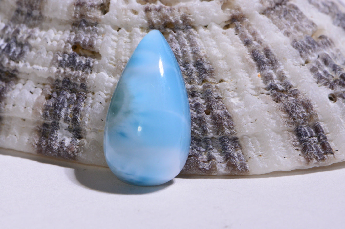 Teardrop Larimar Cabochon: Hand Cut Dominican Gemstone (15X8X5mm)