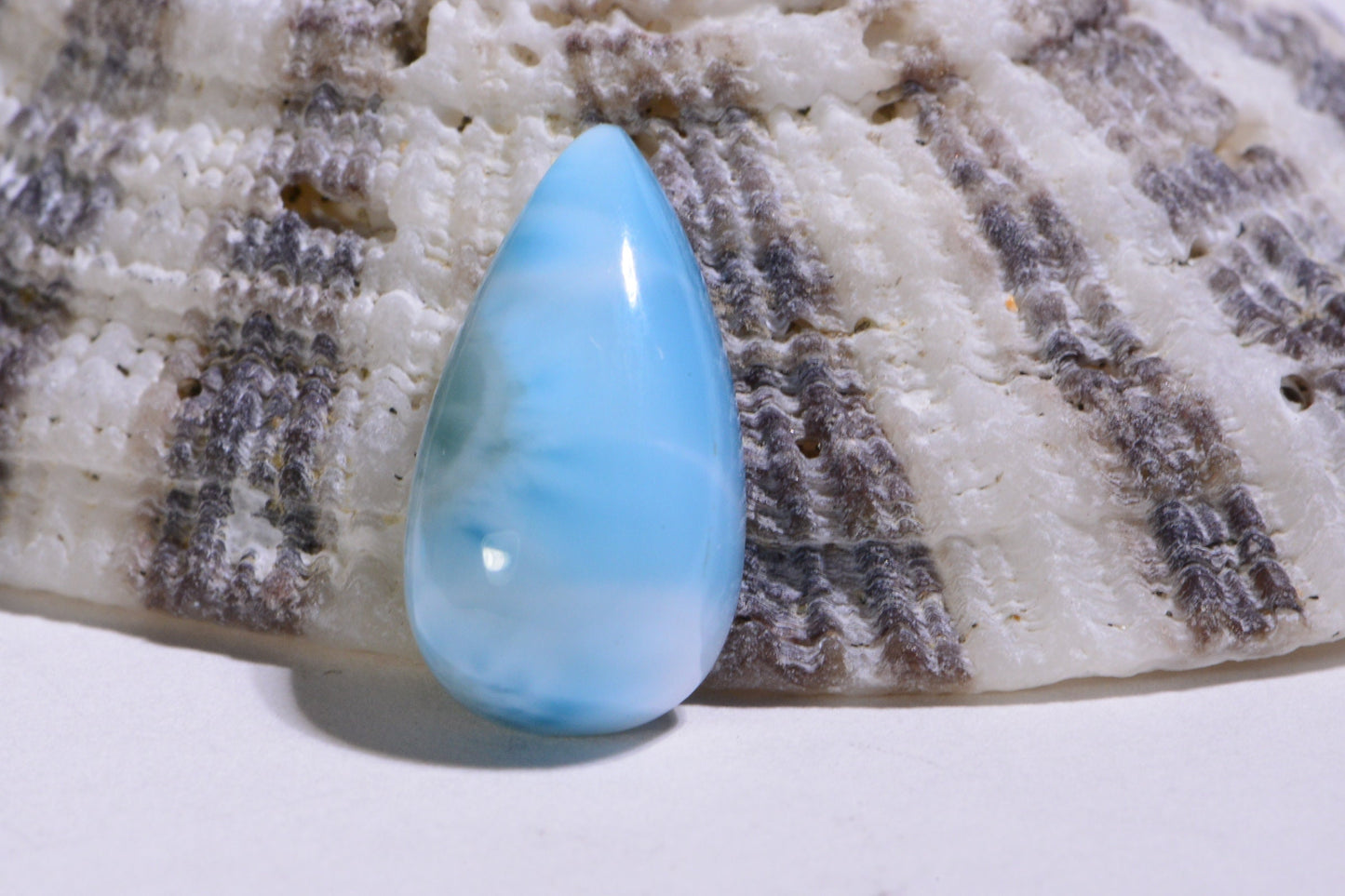Teardrop Larimar Cabochon: Hand Cut Dominican Gemstone (15X8X5mm)